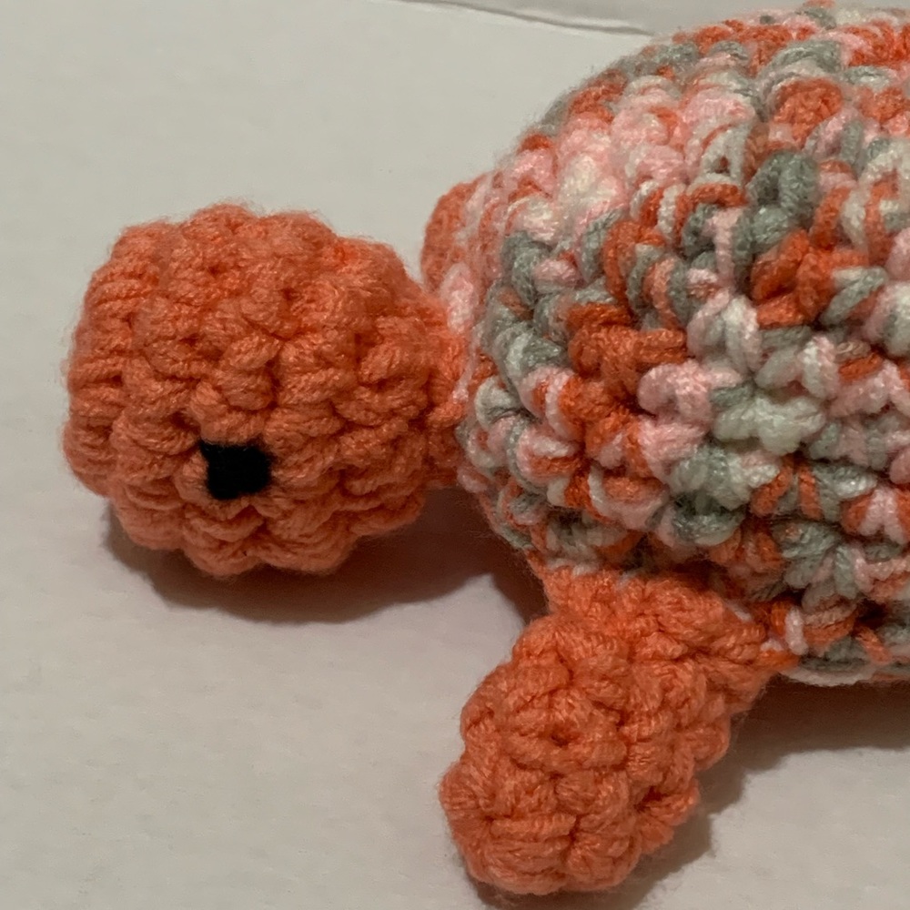 Turtle Orange Turtle, handmade crocheted, New, Nursery/Playroom Decor